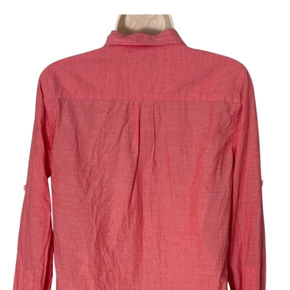 J. Crew Chambray Popover Tunic Shirt Roll Tab Long Sleeve Red Size XS - Picture 8 of 9